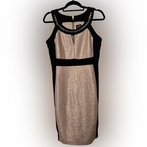 Black and gold halter dress